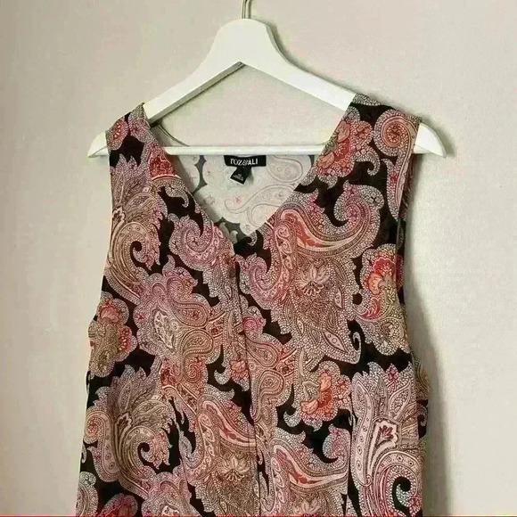Roz & Ali Blouse Sleeveless Paisley Print Business Casual - Picture 2 of 8